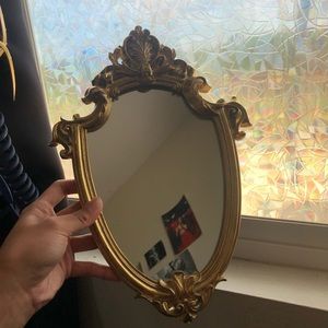 Vintage antique brass mirror
